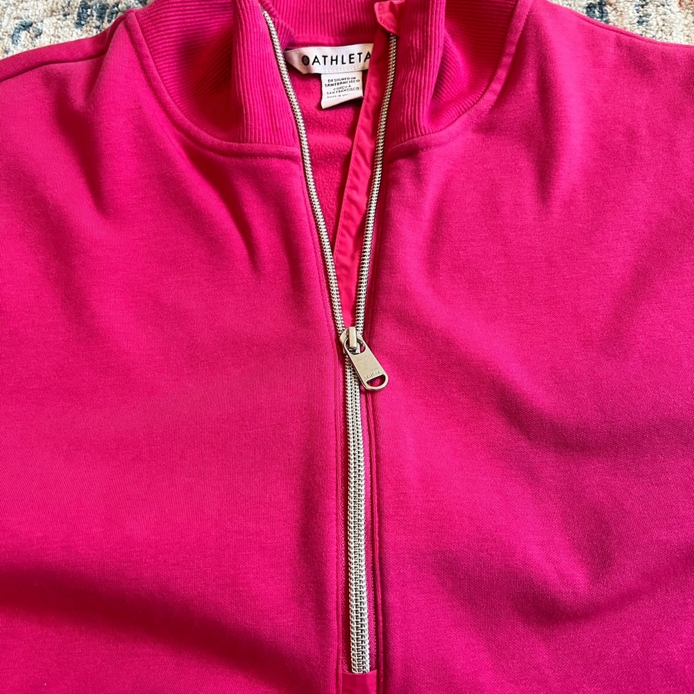Athleta Hot Pink Quarter-Zip Pullover - Picture 3 of 8